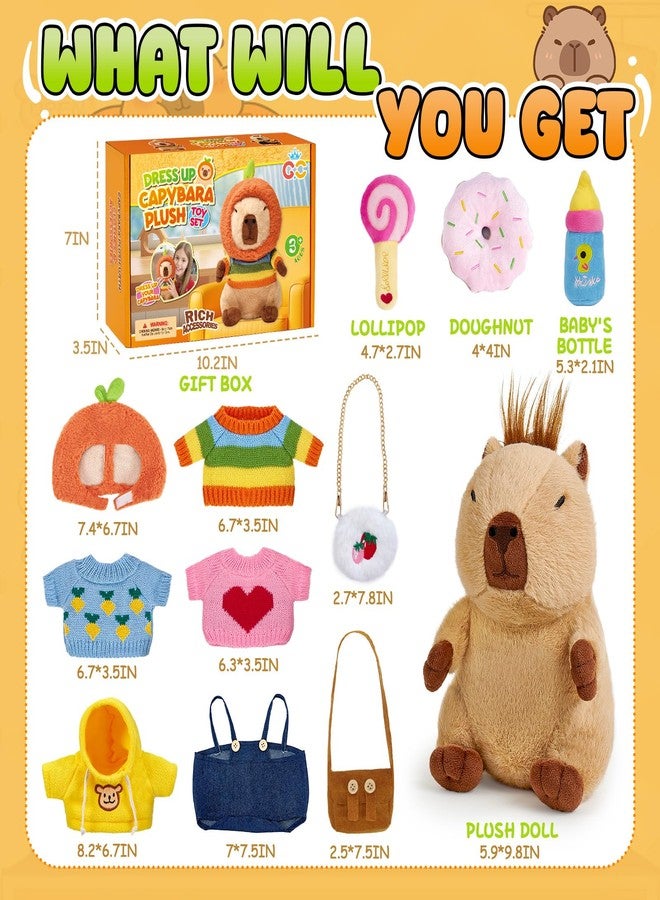 G.C 13 Pcs Plush Stuff Toys with Clothes Accessories Kids Stuffed Animal Toddler Pretend Play Dress Up Birthday Gifts 3 4 5 6 7 8 Year Old Boys Girls - Image 4